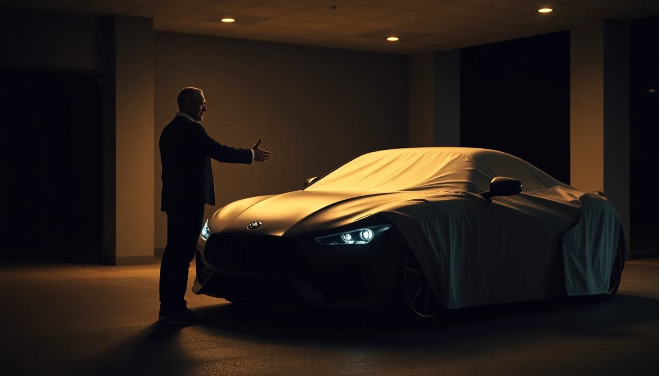 Connect Car host handing over keys beside a detailed vehicle